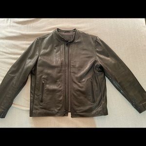 Vintage Banana Republic Mens Leather Biker Jacket Black